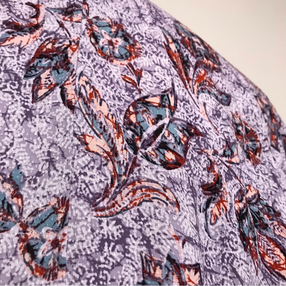 Maurices Floral Kimono Long Length Purple Brown Border Print Size 0X - Picture 12 of 15